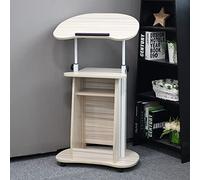 ASerZenith Adjustable Height Mobile Standing Desk, Rolling Laptop Workstation For Home Office, Ergonomic Computer Desk On Wheels, Portable Desk With Storage, Space-Saving Design(White Maple)