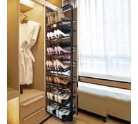 ASerZenith Adjustable PullOut Shoe Rack for ClosetSpaceSaving Metal Orga Retractable Design Height Adjustable Ideal for Home Storage Solutions(Black-D28.4IN_18 TIER)
