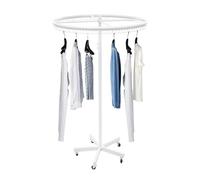 ASerZenith Adjustable Rotating Garment Rack With Wheels-Metal Clothing Display Stand For Retail Boutiques & Laundry Room-Height Adjustable,Floor Standing,White