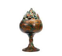 ASerZenith Attract Wealth Statue Ornament Creative Copper Sandalwood Incense Burner Full Brass Ornaments Chinese Living Room Study Decoration Crafts Wealth Decor (S)