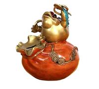 ASerZenith Attract Wealth Statue Ornament Indoor Desktop Statue Decoration Living Room Entrance Pure Copper Lucky Ornament Money Bag Piggy Bank Office Wealth Decor (10 Inch)