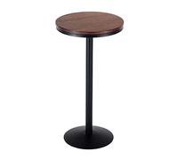 ASerZenith Bar Bistro Table Classic Pub Furniture- Brown Round Wood Top, Iron Base Industrial Rustic Style Height For Kitchen Dining Room,Height: 75Cm (30In)