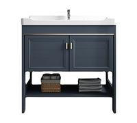 ASerZenith Bathroom Vanity Cabinet With Sink Top Combo Set Single Sink Floor Standing Laundry Tub With Storage Shelves For Backyard Garage Camping Handwashing Station White