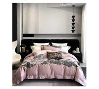 ASerZenith Blue Grey Modern Art Applique Embroidery Patchwork 120S Egyptian Cotton Luxury Bedding Set Duvet Cover Set Bed Sheet Pillowcases,duvets (C FITTED BED SHEET_KING 4PCS)