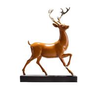 ASerZenith Brass Decorative Statue Chinese Creative Home Desktop Feng Shui Deer Ornaments Decoration Copper Ornaments Handmade Art Statues Statues For Home Decor,M