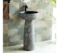 ASerZenith Ceramic Bathroom Sink Outdoor Industrial Style,Retro Art Painted Column Basin In Courtyard Balcony,Floor-Standing Home Washbasin With Faucet And Drain Com,Basinsink(Basinsink+Faucetcombo)