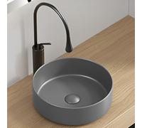 ASerZenith Ceramic Corner Vessel Sink - Round Art Basin For Small Bathroom Vanity, Cloakroom Countertop Sink, 36X36X12Cm, Stylish Green Design For Modern Decor,Grey-40X40X12Cm