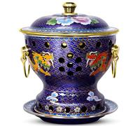 ASerZenith Chinese Copper Hot Pot, Chinese Traditional Old Beijing Copper Hot Pot, Split Design Thick Mongolian Cattle Hotpot Shabu Pot For Family Gathering For Family Friends, Partie, Cyan