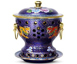ASerZenith Chinese Copper Hot Pot, Chinese Traditional Old Beijing Copper Hot Pot, Split Design Thick Mongolian Cattle Hotpot Shabu Pot For Family Gathering For Family Friends, Partie, Cyan