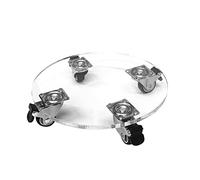 ASerZenith Clear Rolling Plant Stand With Wheels, Heavy Duty Acrylic Planter Caddy On Lockable Casters, Transparent Flower Pot Roller Base For Indoor Outdoor, Round, 16