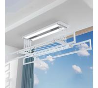 ASerZenith Clothes Drying Rack Foldable Compact With Load Of 35Kg, Indoor Clothes Drying Rack Retractable 135-220Cm For Large Sheet, Ceiling Clothes Drying Rack Electrical,White