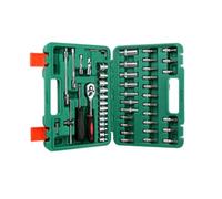 ASerZenith Complete Mechanics Tool Kits 53 Piece Socket Wrench Set Metric Size with Case for Automotive Repair and Craft Projects Household Repair Tools with Storage Case,Green