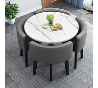 ASerZenith Cyan Round Office Reception Table Space-Saving Coffee Table For Business Conference & Small Meeting Rooms Simple Kitchen Dining Table Modern Club Table,Dark Gray