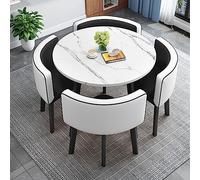ASerZenith Cyan Round Office Reception Table Space-Saving Coffee Table For Business Conference & Small Meeting Rooms Simple Kitchen Dining Table Modern Club Table,Black