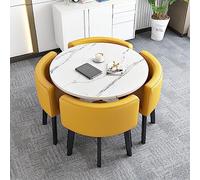 ASerZenith Cyan Round Office Reception Table Space-Saving Coffee Table For Business Conference & Small Meeting Rooms Simple Kitchen Dining Table Modern Club Table,Yellow