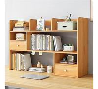 ASerZenith Desktop Bookshelf Bookshelf - Desktop Countertop Bookshelf, Multi-layer Desktop Bookshelf with Drawers, Solid Wood Computer Desk Bookcase,