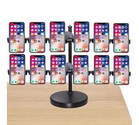 ASerZenith Desktop Cell Phone Holder Adjustable angle Multi-mobile phone placement stand Specialized stand for video shooting and live broadcasting（Black-6+6）