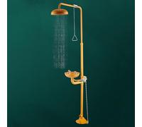 ASerZenith Emergency Eye Wash And Safety Shower Station, Abs Coated Stainless Steel With Pedal, For Outdoor Factory Lab Use(Yellow)