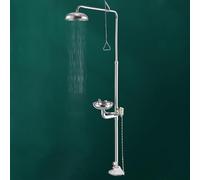 ASerZenith Emergency Eye Wash And Shower Station Set, Abs Coated Stainless Steel With Pedal For Outdoor Factory Lab Safety(Silver)