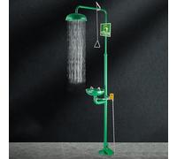 ASerZenith Emergency Eye Wash And Shower Station Set, Abs Coated Stainless Steel With Pedal For Outdoor Factory Lab Safety(Green)