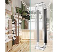 ASerZenith Entry Door Pull Round Stainless Steel,H-Shape Back to Back Side Mount Bar Handle,Pulls Push Handles Hardware for Store/Office Doors (Black 150Cm/59In)