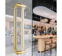 ASerZenith Entry Door Pull Round Stainless Steel,H-Shape Back to Back Side Mount Bar Handle,Pulls Push Handles Hardware for Store/Office Doors (Gold 180Cm/70.9In)