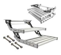 ASerZenith Folding Motorhome Steps - High Strength Aluminum With Led Light For Rv Camper Accessories - Manual/Electric Automatic Designs For Travel Trailers,Sliver-2Step