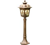 ASerZenith Garden Post Light Frosted Water Pattern Glass Bollard Lamp High Pole Column Headlights Retro Single Head Four Sides Post Light Outdoor Pathway Lantern Villa Door Front Wa(Bronze)