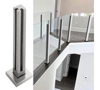 ASerZenith Glass fence fixing rod Glass Banister Guard Post, Square Deck Platform Railing Post For Glass/Plastics/Wood Panel（Corner Post-75cm/30）