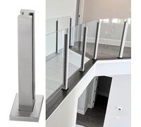 ASerZenith Glass fence fixing rod Glass Banister Guard Post, Square Deck Platform Railing Post For Glass/Plastics/Wood Panel（Middle Post-75cm/30）