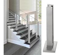 ASerZenith Glass fence fixing rod Stainless Steel Square Deck Balustrade Post For Patio Platform/Swimming Pool, Silver（Middle Post-85cm）