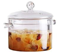 ASerZenith Glass Saucepan With Lid Handle, Stovetop Pot, For Home Kitchen Restaurant Cooking, Pasta Noodle Soup, Milk Pot,High Temperature Resistant Small Crock Mini Soup Pot Bowl, 2000ml