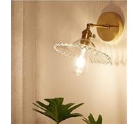 ASerZenith Glass Wall Lamp Modern Transparent Wall Sconce Lighting - Wall Lamp Copper Wall Light Clear Lampshade,Wall Lamps,B