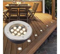 ASerZenith Ground Led Landscape Lights - Outdoor Buried Lights, 24V Low Voltage Underground Light, Ip67 Waterproof Ground Lights, Round Recessed Decorate Lights, For Garden Lawn,Red-12W