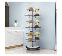 ASerZenith hat storage organizer Large Capacity Metal Hat Rack Stand Tree, Home Retail Wig Cap Headwear Display Tower For Clothing Store/Bedroom, Rolling Cowboy Baseball C(Black-165cm/65in TALL)
