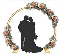 ASerZenith Heavy Duty Metal Wedding Arch - Anti-Rust Moon Gate In Gold/Black/White Circle Garden Arbor For Bridal Party & Outdoor Event Decorations Elegant Garden Decor,Gold-Hxw/2X2.4M/6.5X7.8Ft