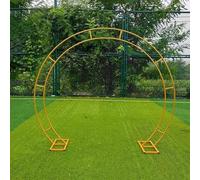 ASerZenith Heavy Duty Metal Wedding Arch - Rust-Resistant Rose Climbing Moongate Arbor For Outdoor Ceremony Garden Decor Wedding Backdrop Durable Steel Frame,Gold-2.6 * 2.2M