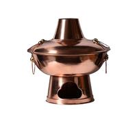 ASerZenith Household Hot Pot Copper Hot Pot Charcoal Pure Old-Fashioned Mutton Handmade Fire Boiler Restaurant Party, Copper, 32cm