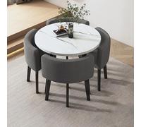 ASerZenith Kitchen Breakfast Bar Table And Chair Set | Round Dining Table Set For 4 | Small Conference Room Office Furniture Set | Simple Table And Chair Set,24