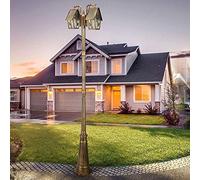 ASerZenith Lamp Post Lights Outdoor,2-Lights Ip55 Waterproof Outdoor Street Light Classic Vintage Lawn High Pole Post Lamp Victorian Retro Bronze Aluminum Garden Landscape Pillar Li(H2.6M)