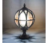ASerZenith Lamp Post Lights Outdoor Rustic Ball Lawn Lantern Traditional N Globe Column Light Classic Aluminium Glass Outdoor Waterproof Pillar Post Lamps Courtyard Patio Porch Gate