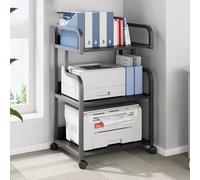 ASerZenith Large Printer Stand Mobile Printer Table With Wheels, Home Office Rolling Printer Cart Computer Host Storage Rack, Media Player Scanner Files Books Shelf,Multi-Purpose(3-Layer Black)