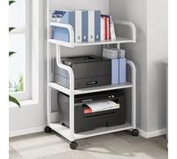 ASerZenith Large Printer Stand Mobile Printer Table With Wheels, Home Office Rolling Printer Cart Computer Host Storage Rack, Media Player Scanner Files Books Shelf,Multi-Purpose(3-Layer White)