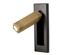 ASerZenith Led Wall Lamp, Engineering Reading Lamp, Metal Square Lamp Holder Spotlight, Led Bedroom Lamp Wall Light Sconce, Bedside Reading Light Recessed Hidden Switch(Brushed Black + Copper)