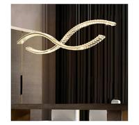 ASerZenith Luxury Led Chandelier Creative Double Wave Modern Pendant Light Minimalist Living Room Pendant Lamp Indoor Golden Long Crystal Chandelier,120 * 18Cm