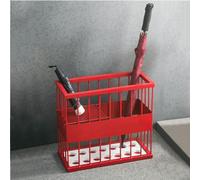 ASerZenith Metal Rectangle Umbrella Holder With Marble Base Modern Style Stand For Entryway Strong Firm Space Saving, Red, Large