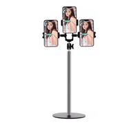 ASerZenith Mobile Phone Holder for 3 Phones Desktop Shooting 3-camera Phone Stand Multi-function Cell Phone Video Shooting Live Broadcast（Black-Height 45~62cm）