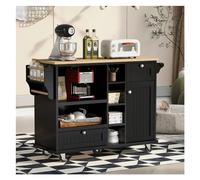 ASerZenith Mobile Shelving Kitchen Island Cart With Storage Cabinet And Two Locking Wheels, For Kitchen Room,Dining Room, Bathroom Kitchen Utility Cart(Style-C-One Size)