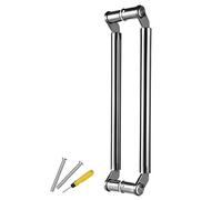 ASerZenith Modern Double Sided Pair Door Handle,Glass/Barn/Door Handles,Stainless Steel Post Hardware Set,Commercial Heavy Duty Push Pull Handles,Dark Grey-80Cm/31 1/2