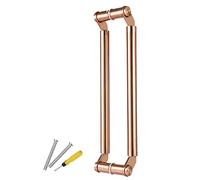 ASerZenith Modern Double Sided Pair Door Handle,Glass/Barn/Door Handles,Stainless Steel Post Hardware Set,Commercial Heavy Duty Push Pull Handles,Rose Gold-80Cm/31 1/2